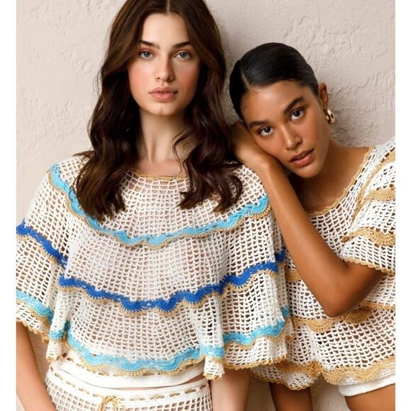 248.00 NWT MY BEACHEY SIDE RIMA SCALLOPED TOP NWT MEDIUM - Picture 2 of 11